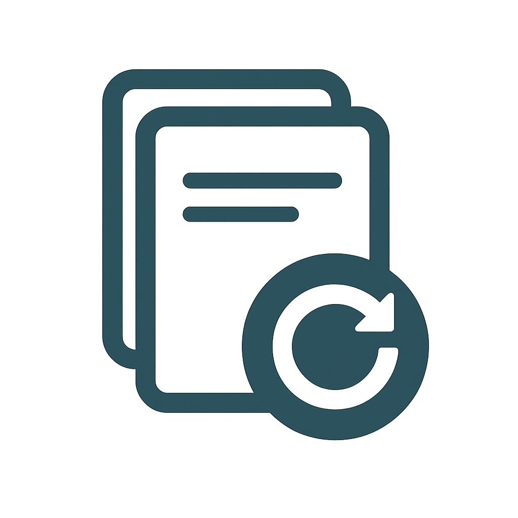 Pleasanterで手順書最新版をリアルタイム共有する機能を示すドキュメント＋チェックアイコン